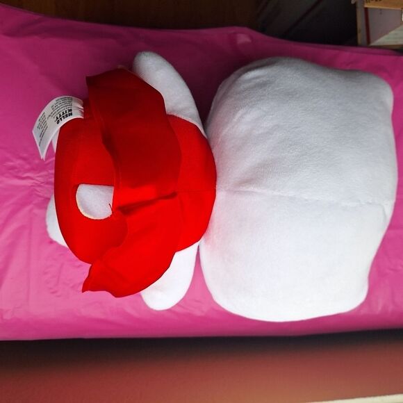 Hello Kitty Red Bow & Dress Stuffed Plush 12" Sanrio NWT & Plastic Basket Gift - Picture 4 of 11